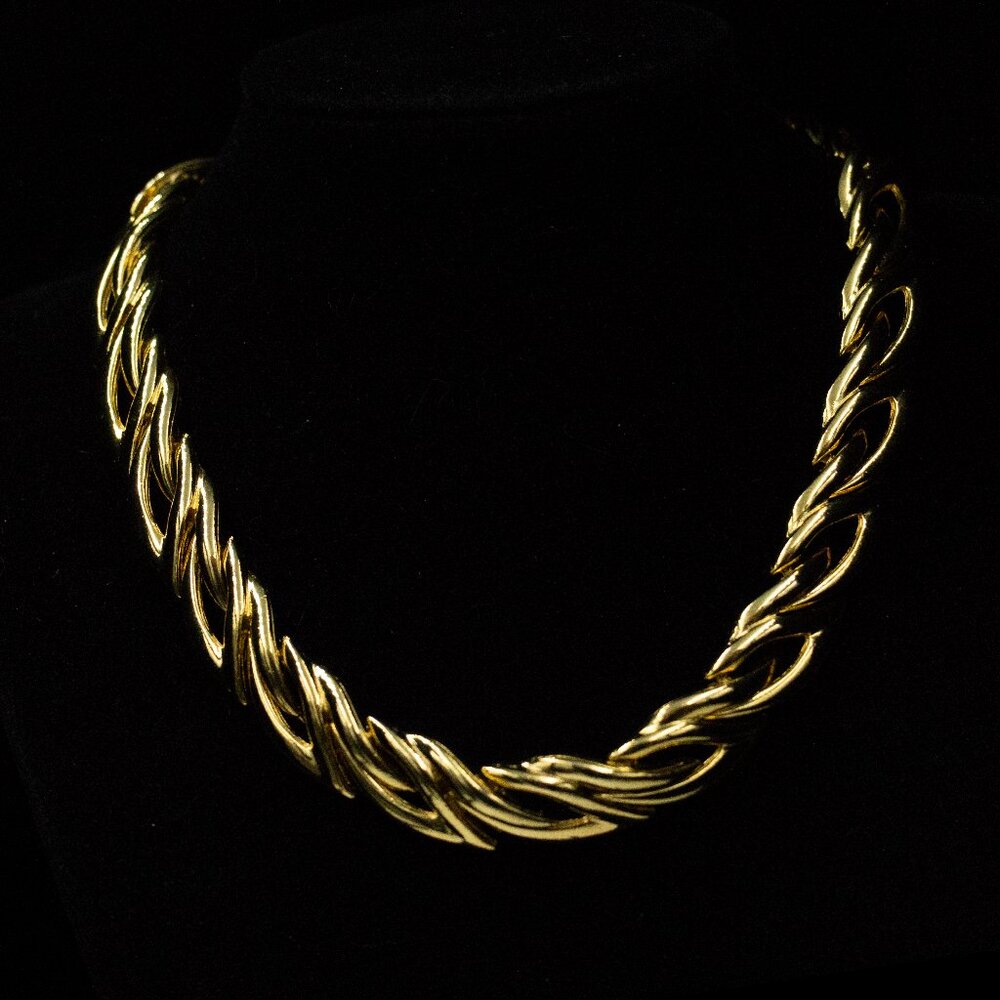 Stylized Open Leaf Shape Link Choker - Jntdlf1 - image 1